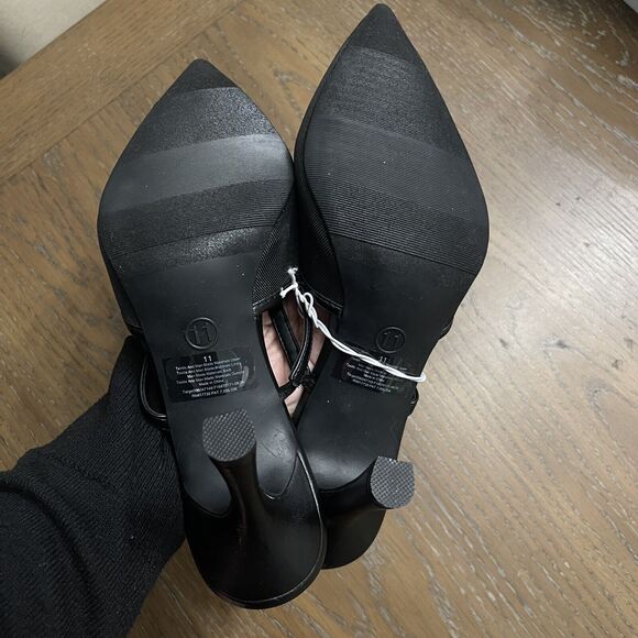 A New Day Womens Mesh Heels Size 11 Black Slip On 4" Party Night Out Pointed Toe - Picture 5 of 8